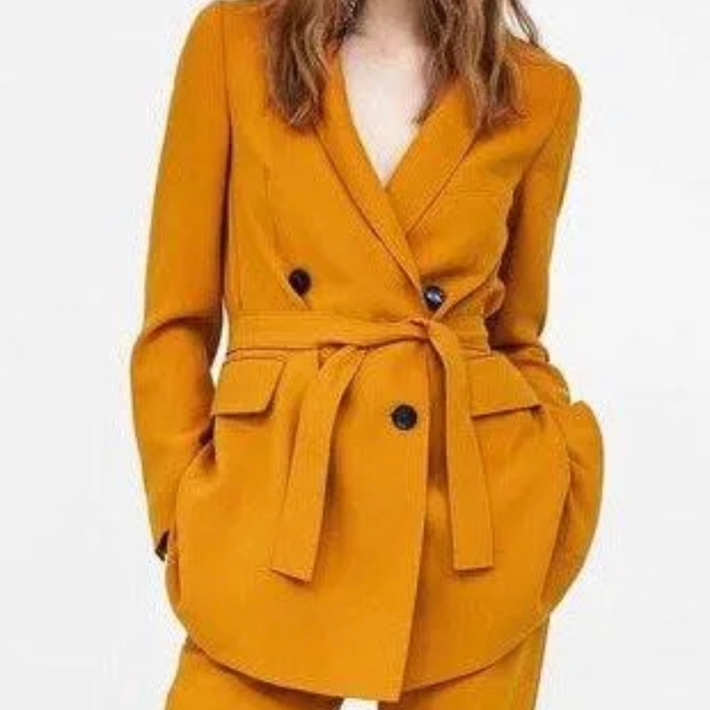 ZARA Double-Breasted Blazer with Belt